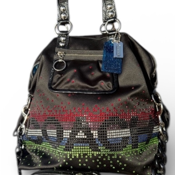 Coach Handbags - EUC Coach Poppy Satin Black Swarovski Crystals Limited Edition Rare Bucket Bag